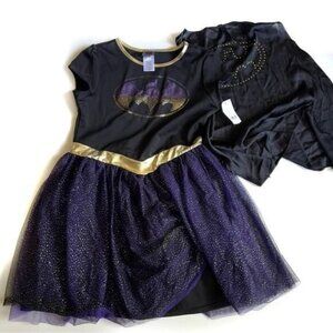 Batgirl Black And Purple Short Sleeve Sequin Dress & Cap - NWT - L(10/12)